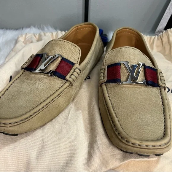 Louis vuitton beige loafer shoes sze 6 1/2 men